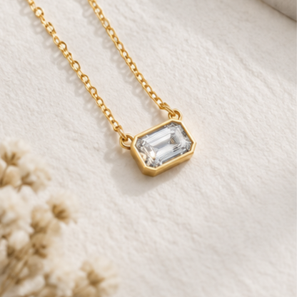 Petite Emerald-Cut Lab-Grown Diamond Pendant Necklace | Avarta Jewellery