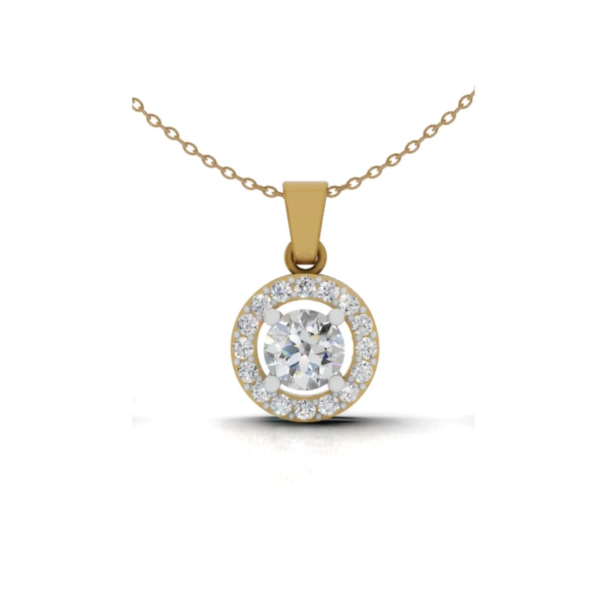 Avarta 25 Cents Halo Solitaire Pendant Set Without Chain With Lab Diamonds