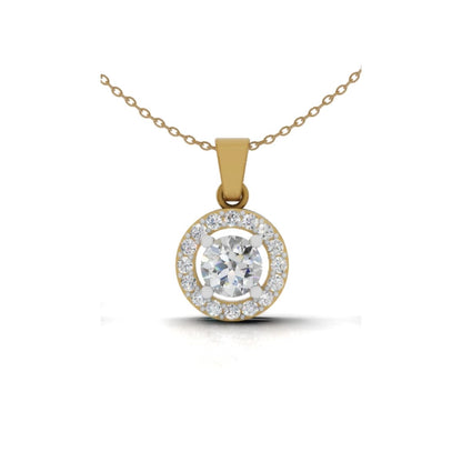 Avarta 25 Cents Halo Solitaire Pendant Set Without Chain With Lab Diamonds