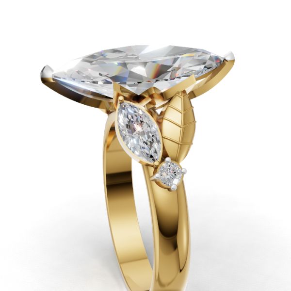 Best Seller Unique Marquise Cut 3ct Lab Grown Solitaire Diamond Engagement Ring in 14K, 18K Gold by Avarta Jewellery