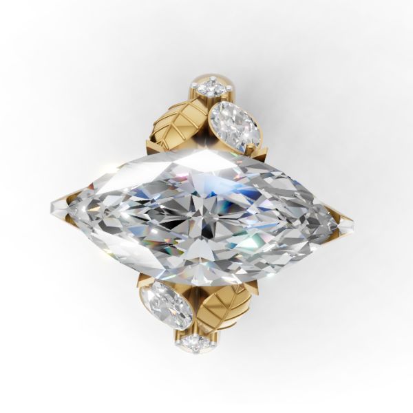 Best Seller Unique Marquise Cut 3ct Lab Grown Solitaire Diamond Engagement Ring in 14K, 18K Gold by Avarta Jewellery
