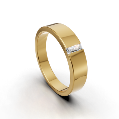 0.20 CT Baguette Lab-Grown Diamond Unisex Gold Ring
