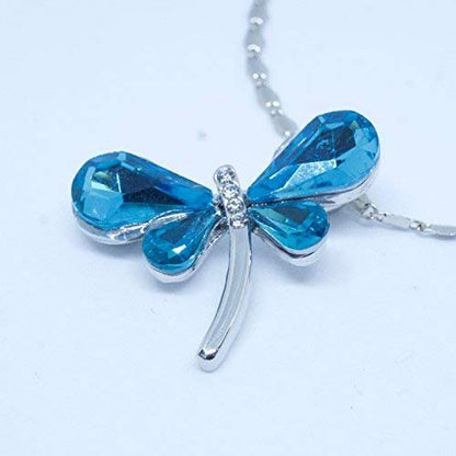 Avarta Allure Swarovski Element Blue Dragonfly Pendant for Girls and Women