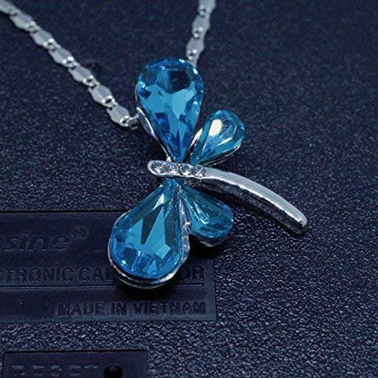 Avarta Allure Swarovski Element Blue Dragonfly Pendant for Girls and Women