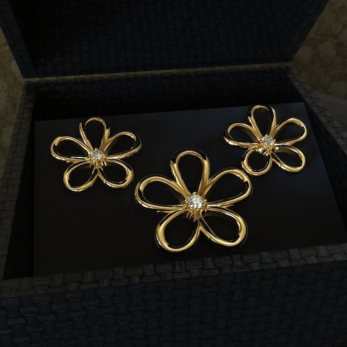 Avarta 18K Gold &amp; Certified Diamonds Flower Pendant Set For Girls &amp; Women