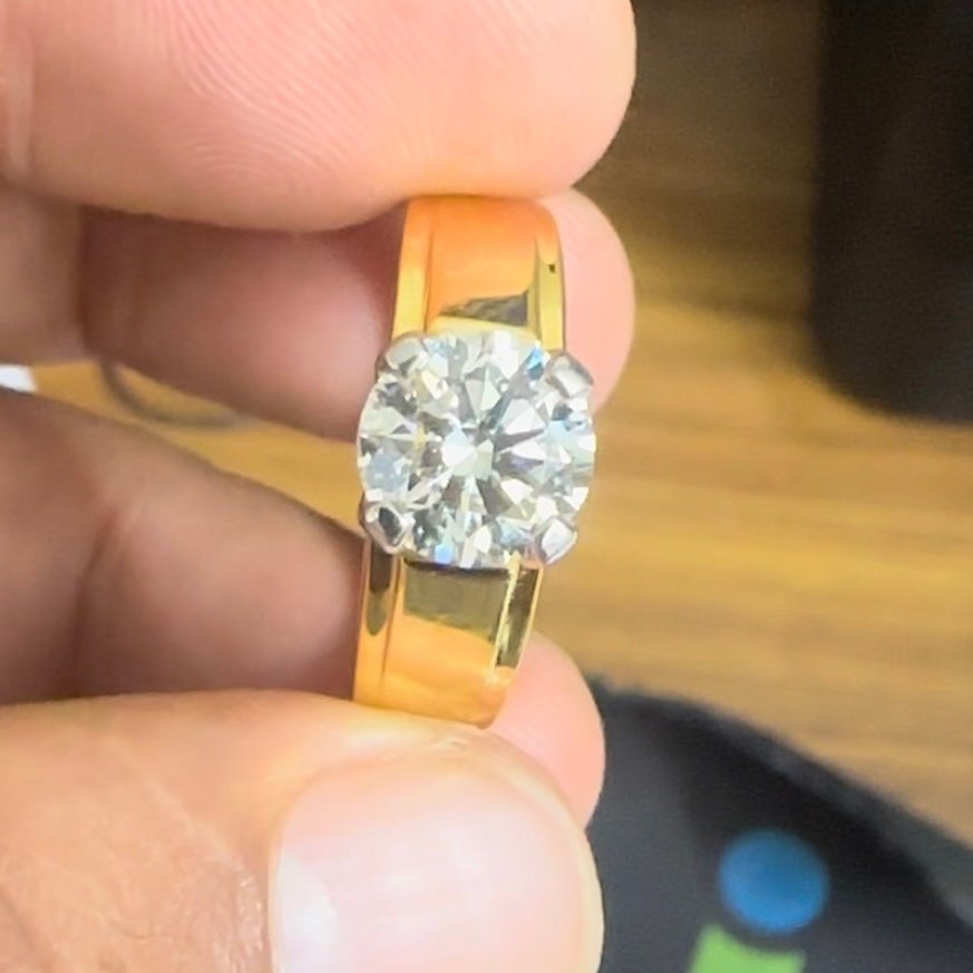 Avarta 14k Gold 2 Carat Solitaire Lab Diamond Ring For Men
