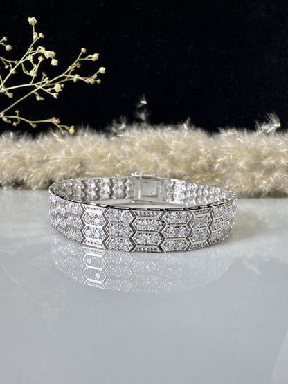 Luxury Hexagon Diamond Bracelet - Art Deco Statement, Elegant Wedding, Anniversary Gift, Handcrafted Sparkle, Vintage Glamour for Her