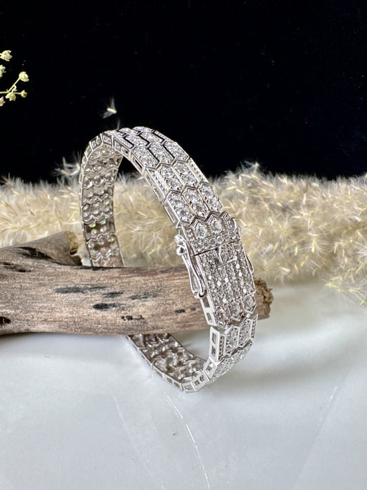 Luxury Hexagon Diamond Bracelet - Art Deco Statement, Elegant Wedding, Anniversary Gift, Handcrafted Sparkle, Vintage Glamour for Her