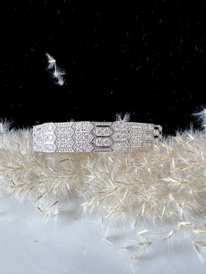 Luxury Hexagon Diamond Bracelet - Art Deco Statement, Elegant Wedding, Anniversary Gift, Handcrafted Sparkle, Vintage Glamour for Her