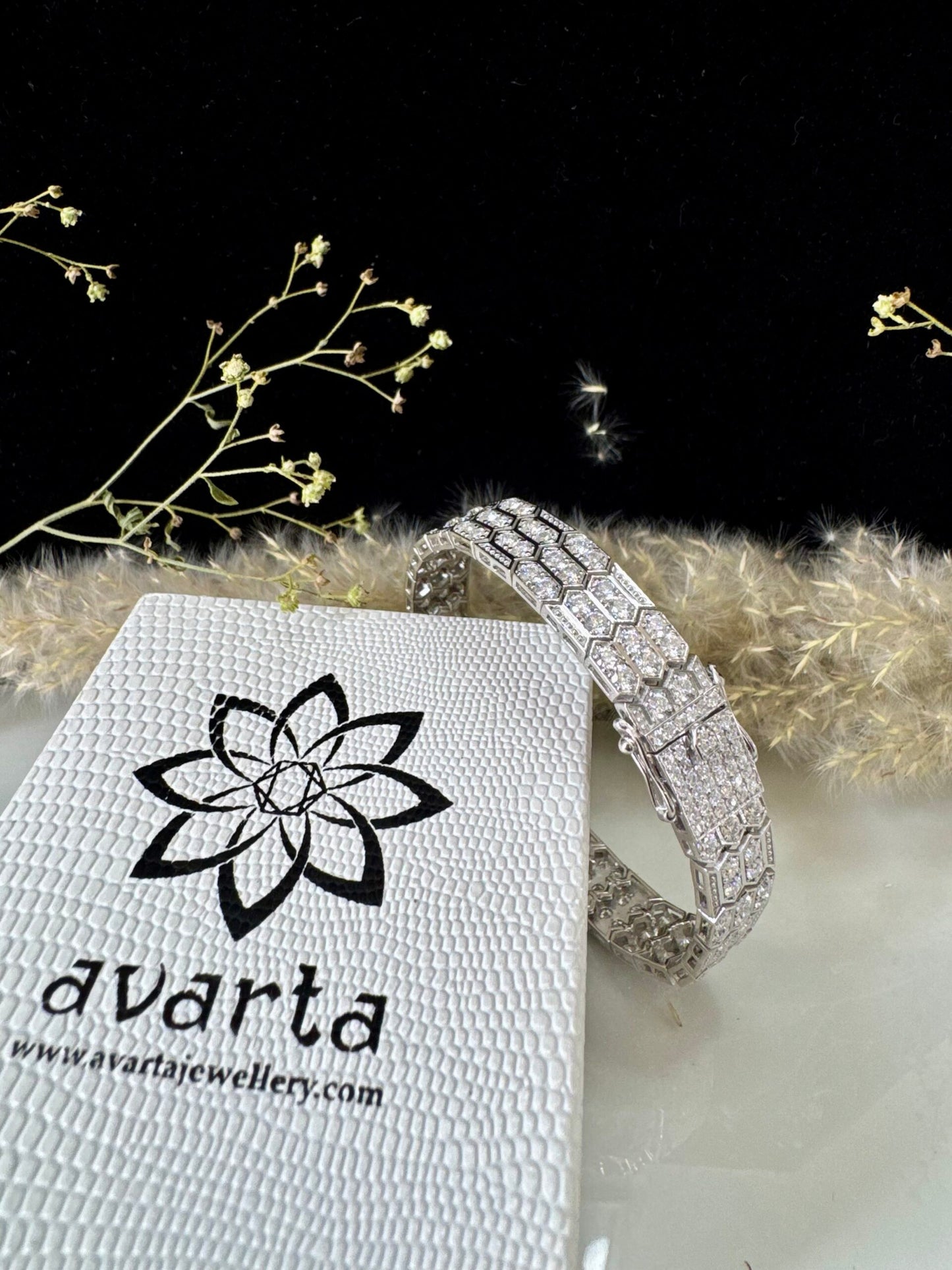 Luxury Hexagon Diamond Bracelet - Art Deco Statement, Elegant Wedding, Anniversary Gift, Handcrafted Sparkle, Vintage Glamour for Her