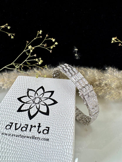 Luxury Hexagon Diamond Bracelet - Art Deco Statement, Elegant Wedding, Anniversary Gift, Handcrafted Sparkle, Vintage Glamour for Her