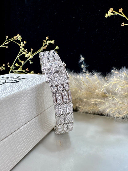 Luxury Hexagon Diamond Bracelet - Art Deco Statement, Elegant Wedding, Anniversary Gift, Handcrafted Sparkle, Vintage Glamour for Her