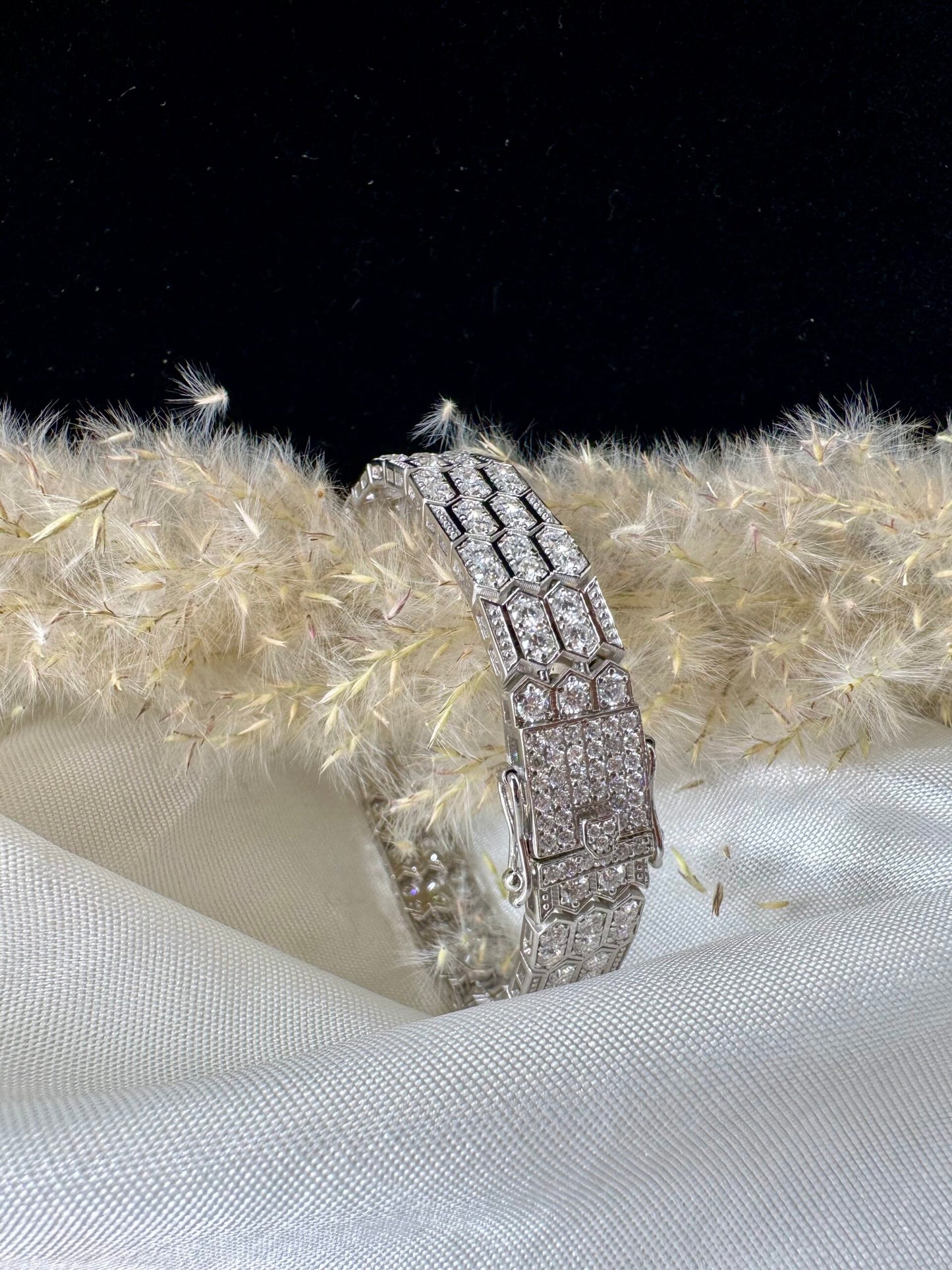 Luxury Hexagon Diamond Bracelet - Art Deco Statement, Elegant Wedding, Anniversary Gift, Handcrafted Sparkle, Vintage Glamour for Her
