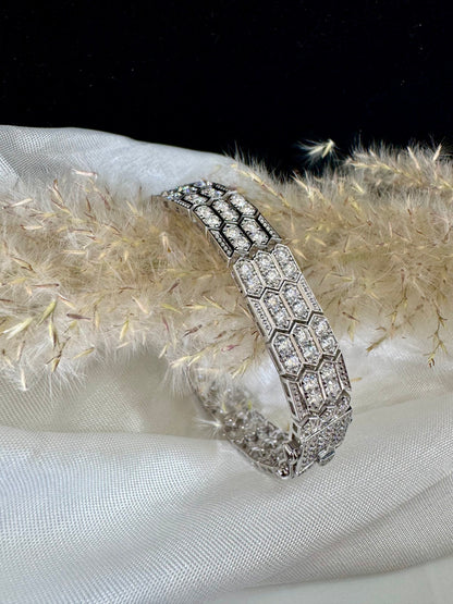 Luxury Hexagon Diamond Bracelet - Art Deco Statement, Elegant Wedding, Anniversary Gift, Handcrafted Sparkle, Vintage Glamour for Her