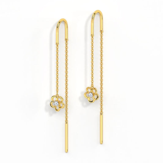 Avarta Jewellery Sui dhaga gold earring With 18k Gold &amp; Diamond