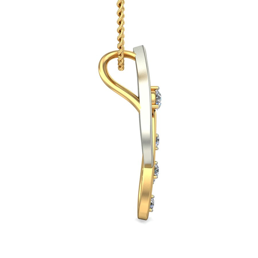 Interlocking Dual Tone Teardrop Pendant, Lab Grown Diamond Drop Necklace in 9K/14K/18K Two Tone Gold | Elegant Modern Sophisticated Jewelry