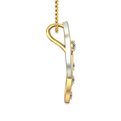 Interlocking Dual Tone Teardrop Pendant, Lab Grown Diamond Drop Necklace in 9K/14K/18K Two Tone Gold | Elegant Modern Sophisticated Jewelry