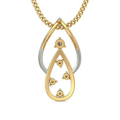 Interlocking Dual Tone Teardrop Pendant, Lab Grown Diamond Drop Necklace in 9K/14K/18K Two Tone Gold | Elegant Modern Sophisticated Jewelry