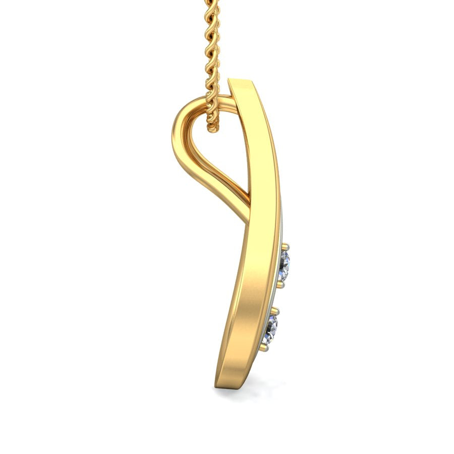 Dancing Teardrops Dual Tone Pendant, Sparkling Lab Grown Diamond Intertwined Necklace in 9K/14K/18K Gold