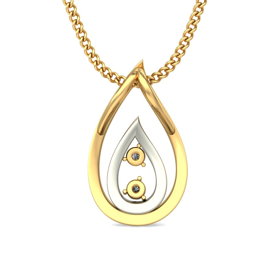 Dancing Teardrops Dual Tone Pendant, Sparkling Lab Grown Diamond Intertwined Necklace in 9K/14K/18K Gold