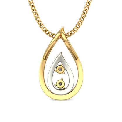 Dancing Teardrops Dual Tone Pendant, Sparkling Lab Grown Diamond Intertwined Necklace in 9K/14K/18K Gold