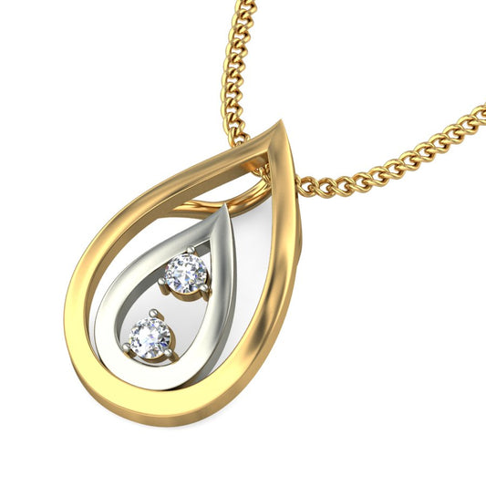 Dancing Teardrops Dual Tone Pendant, Sparkling Lab Grown Diamond Intertwined Necklace in 9K/14K/18K Gold
