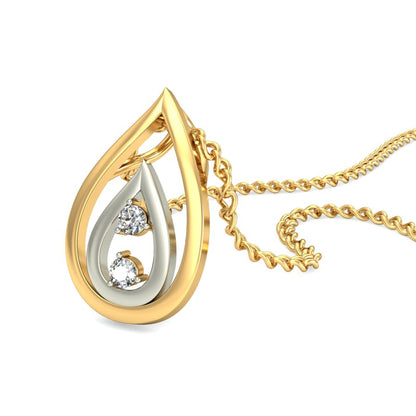 Dancing Teardrops Dual Tone Pendant, Sparkling Lab Grown Diamond Intertwined Necklace in 9K/14K/18K Gold