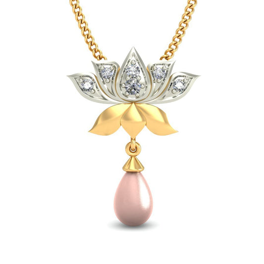 Avarta Jewellery 18k Gold Pearl Diamond Flower Pendant