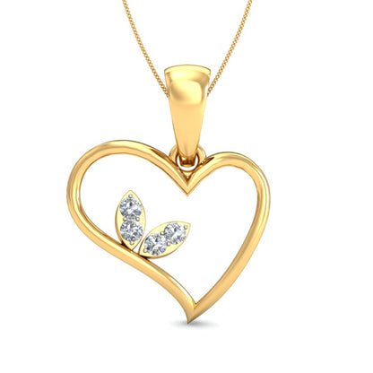 Heart with Blooming Leaves Pendant, Lab Grown Diamond Heart Pendant in 9K/14K/18K Gold | Symbol of Love & New Beginnings