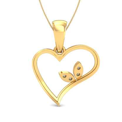 Heart with Blooming Leaves Pendant, Lab Grown Diamond Heart Pendant in 9K/14K/18K Gold | Symbol of Love & New Beginnings