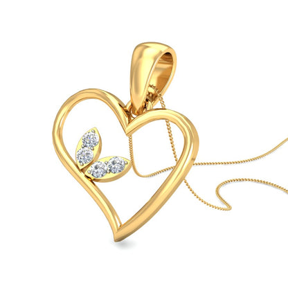 Heart with Blooming Leaves Pendant, Lab Grown Diamond Heart Pendant in 9K/14K/18K Gold | Symbol of Love & New Beginnings