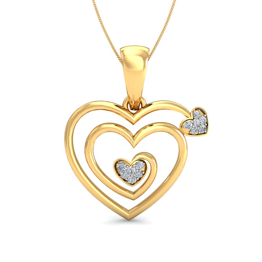 Radiance of Four Hearts, Lab Grown Diamond Quad Heart Pendant in 9K/14K/18K Gold | Elegant Love & Sparkle Necklace