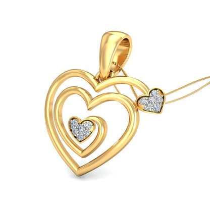 Radiance of Four Hearts, Lab Grown Diamond Quad Heart Pendant in 9K/14K/18K Gold | Elegant Love & Sparkle Necklace