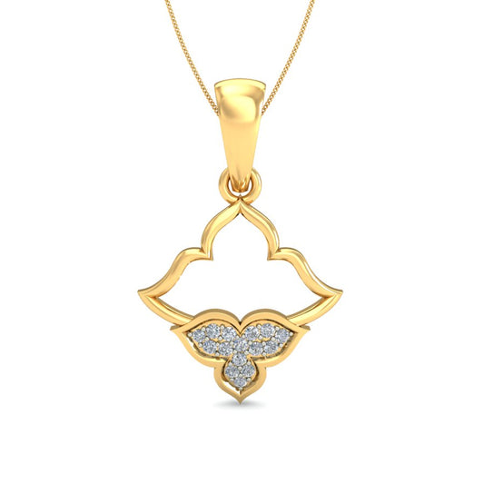 Divine Floral Golden Mandala Lotus Pendant, Lab Grown Diamond Bloom Necklace in 9K/14K/18K Gold | Timeless Elegant Flower Jewelry by Avarta