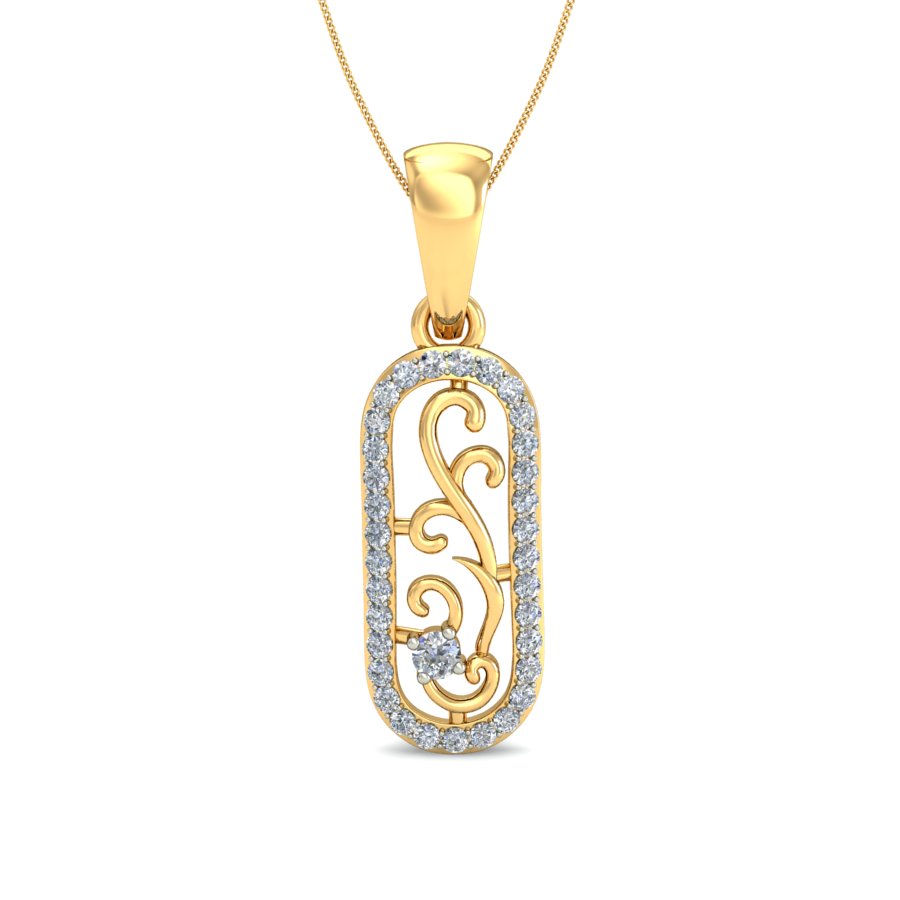 Unisex Paisley Design Tag Pendant, Lab Grown Diamond Necklace in 9K/14K/18K Gold | Elegant Western Culture Jewelry for Everyone