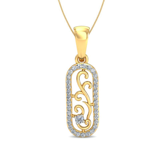 Unisex Paisley Design Tag Pendant, Lab Grown Diamond Necklace in 9K/14K/18K Gold | Elegant Western Culture Jewelry for Everyone