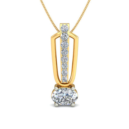 Oval Brilliance Dual Tone Pendant, Lab Grown Diamond Drop Necklace in 9K/14K/18K Gold | Unisex Modern Jewelry by Avarta