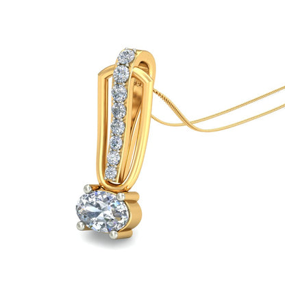 Oval Brilliance Dual Tone Pendant, Lab Grown Diamond Drop Necklace in 9K/14K/18K Gold | Unisex Modern Jewelry by Avarta