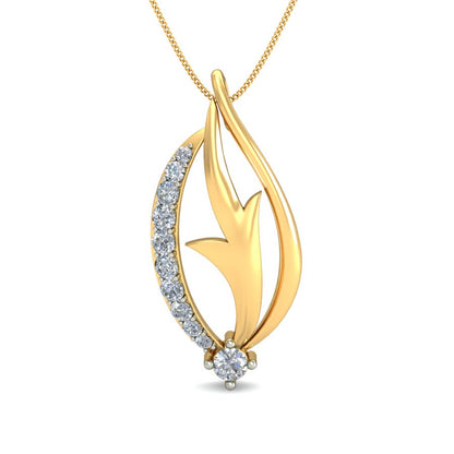 Golden Flame Diamond Pendant, Lab Grown Diamond Flame of Life Necklace in 9K/14K/18K Gold | Elegant Passion Jewelry