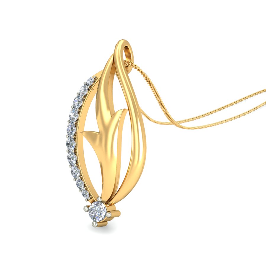 Golden Flame Diamond Pendant, Lab Grown Diamond Flame of Life Necklace in 9K/14K/18K Gold | Elegant Passion Jewelry