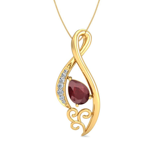 Golden Swirl Ruby Pendant, Lab Grown Ruby & Diamond Infinity Necklace in 9K/14K/18K Gold | Elegant Love & Passion Jewelry