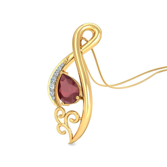 Golden Swirl Ruby Pendant, Lab Grown Ruby & Diamond Infinity Necklace in 9K/14K/18K Gold | Elegant Love & Passion Jewelry