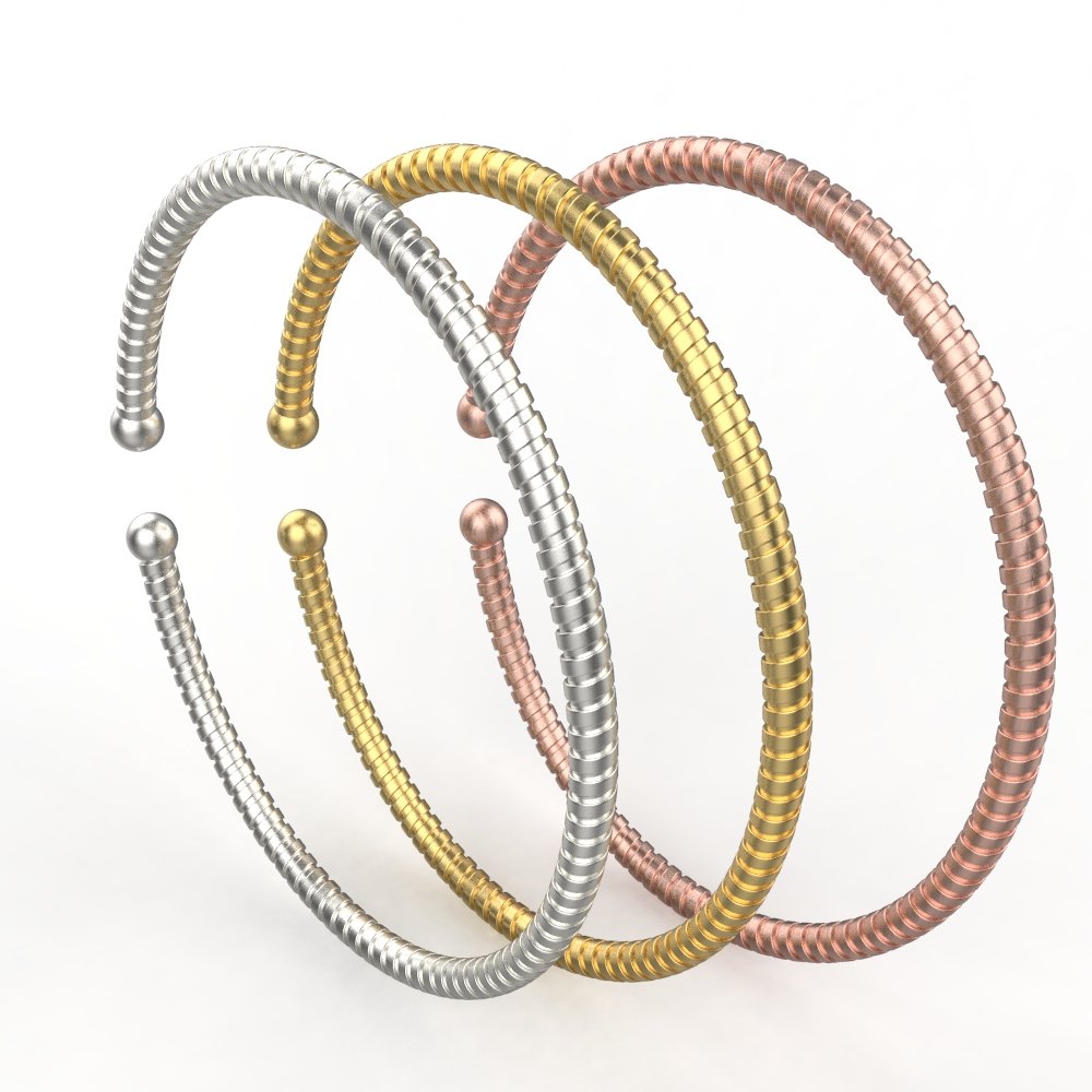 Avarta Jewellery 92.5 Sterling Silver Unisex Bracelet Kada In Rose Gold, White Gold &amp; Yellow Gold