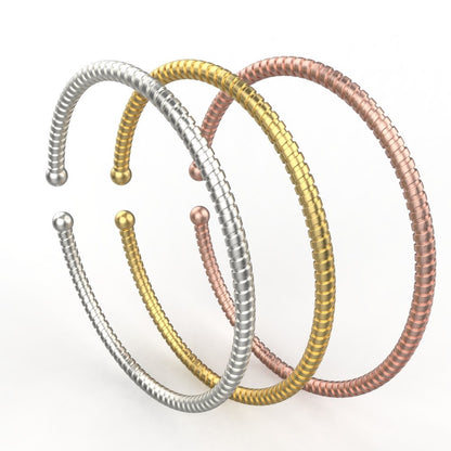 Avarta Jewellery 92.5 Sterling Silver Unisex Bracelet Kada In Rose Gold, White Gold &amp; Yellow Gold