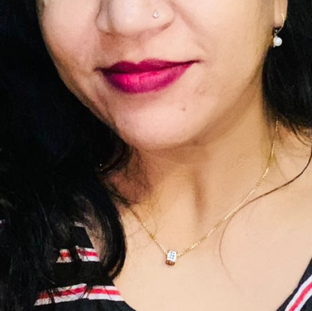 Avarta Jewellery Sterling Silver Diamond Square Pendant With Gold Polish and Chain For Girls &amp; Women