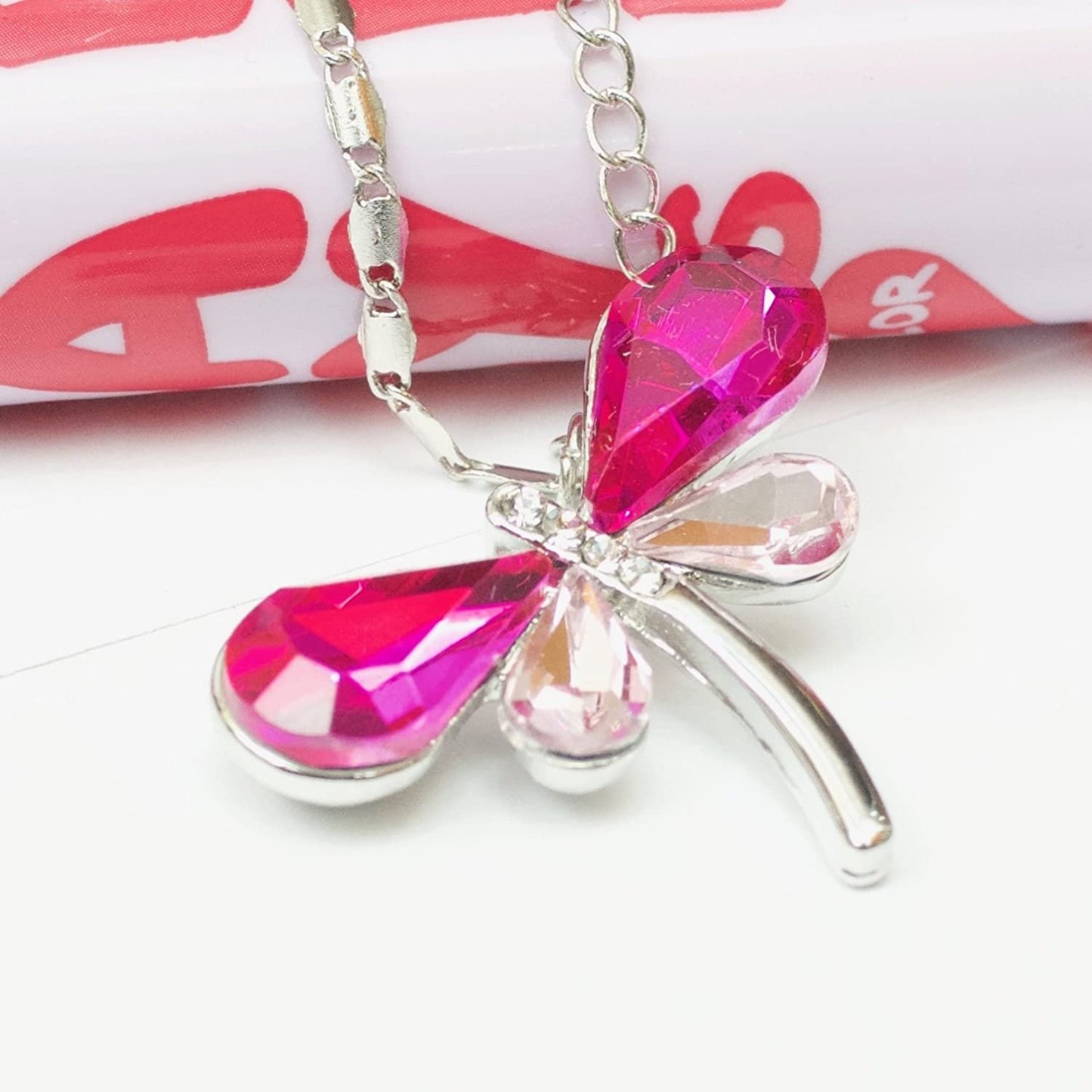 Avarta Allure Swarovski Element Pink Dragonfly Pendant for Girls and Women