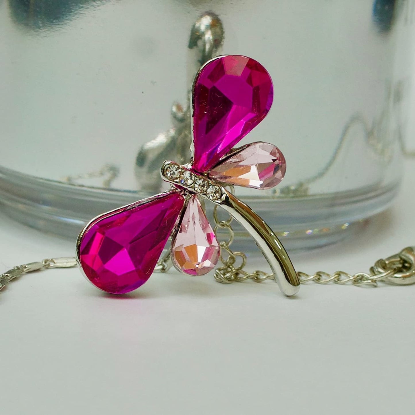Avarta Allure Swarovski Element Pink Dragonfly Pendant for Girls and Women