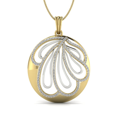 9K-14K-18K Yellow Gold Exquisite Two Tone Diamond Pendant Necklace - Intricate Beauty in Perfect Balance