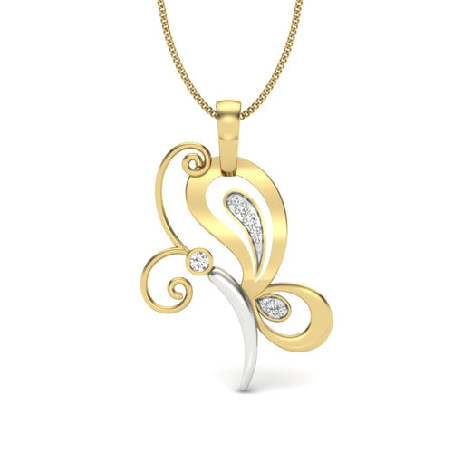 9K-14K-18K Yellow Gold Signature Diamond Butterfly Pendant - Quiet Strength & Timeless Femininity by Avarta Jewellery