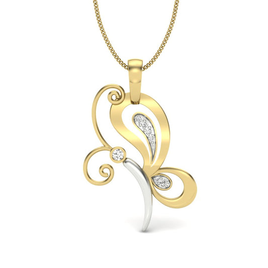 9K-14K-18K Yellow Gold Signature Diamond Butterfly Pendant - Quiet Strength & Timeless Femininity by Avarta Jewellery